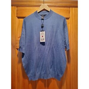 New‎ Tulliano Mens Short Sleeve Sweater Blue Size Large- New With Tags